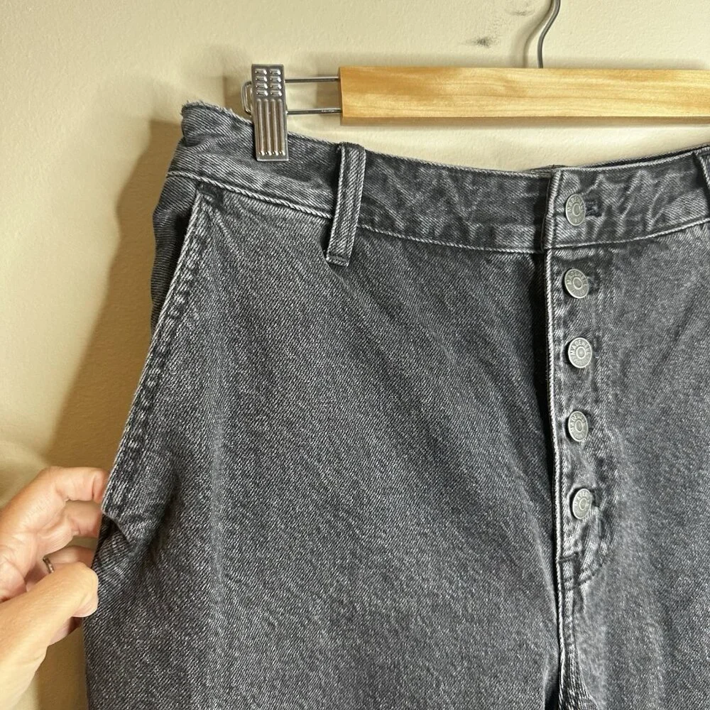 Madewell Curvy Super Wide Leg Jeans Women's 30 Black Denim Button Fly Flare Y2K - Picture 6 of 15